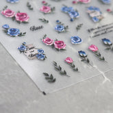 5D Nail Sticker - Blue & Pink Rose